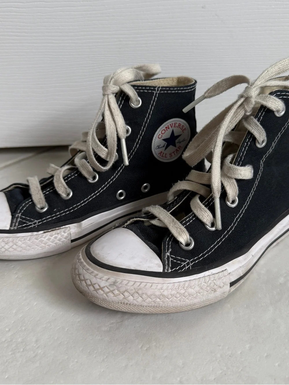 Converse Kids' Black High-Top Canvas Sneakers - Classic All Star size 1